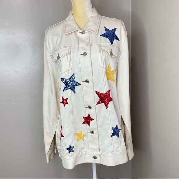 Dianes Jackets & Blazers - Dianes Beige Star Jeans Jacket Large NWT